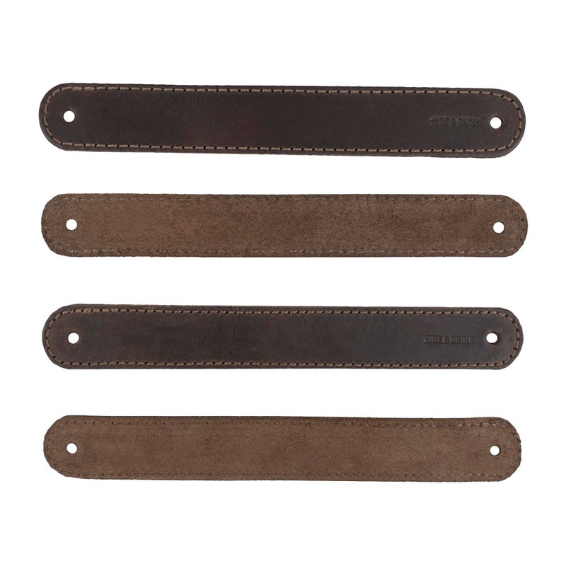 Hide & Drink  Set of 4 Drawer Handles  Durable  Versatile  Easy to Install with Pre-Made Holes  Stylish Home Accessory  DIY  Full Grain Leather  Handmade  Bourbon Brown - Image 2